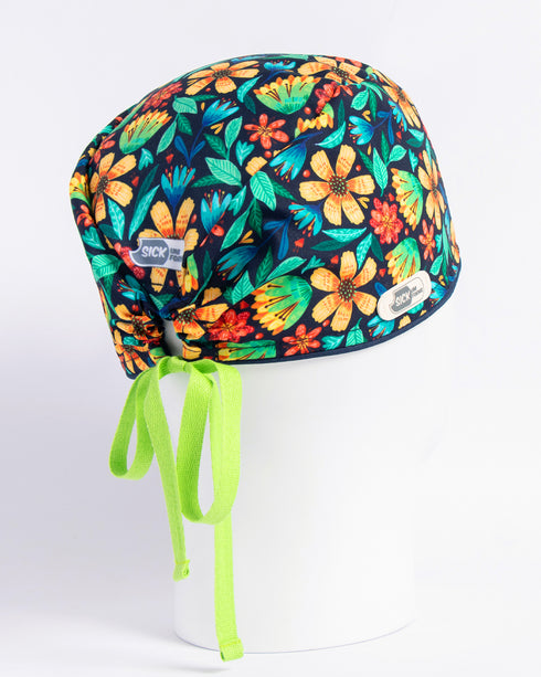 Gorro Green Flowers