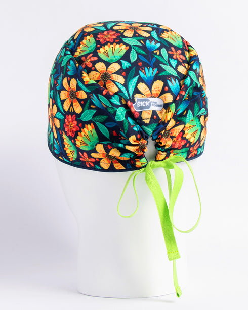 Gorro Green Flowers
