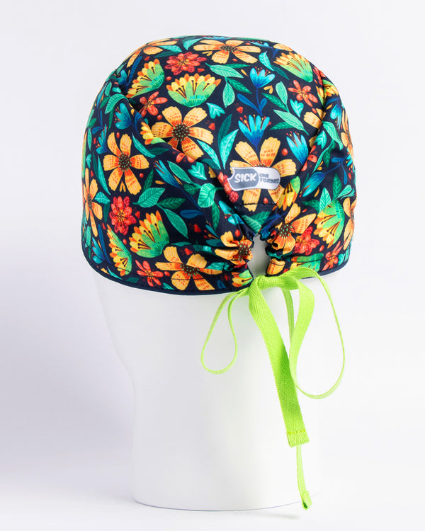 Gorro Green Flowers
