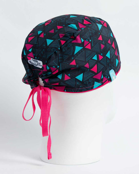 Gorro Triángulos Verde y Fucsia