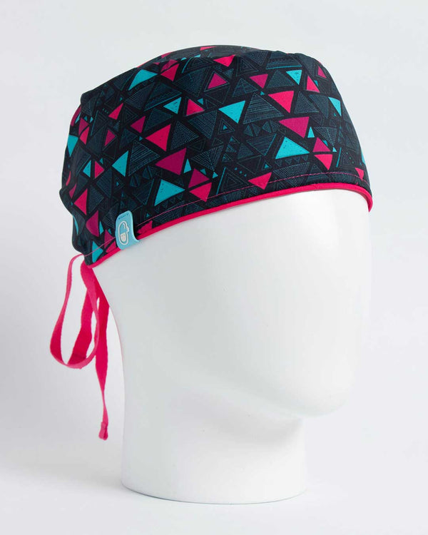 Gorro Triángulos Verde y Fucsia
